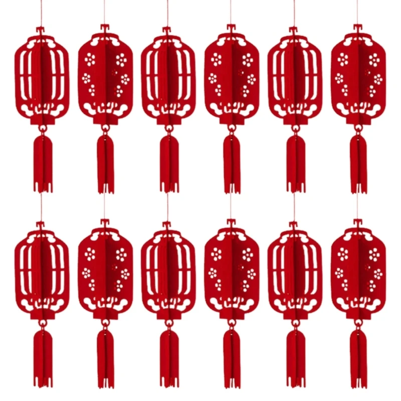 

12 Pieces Small Lanterns Pendant for Chinese New Year Seasonal Home Decorations