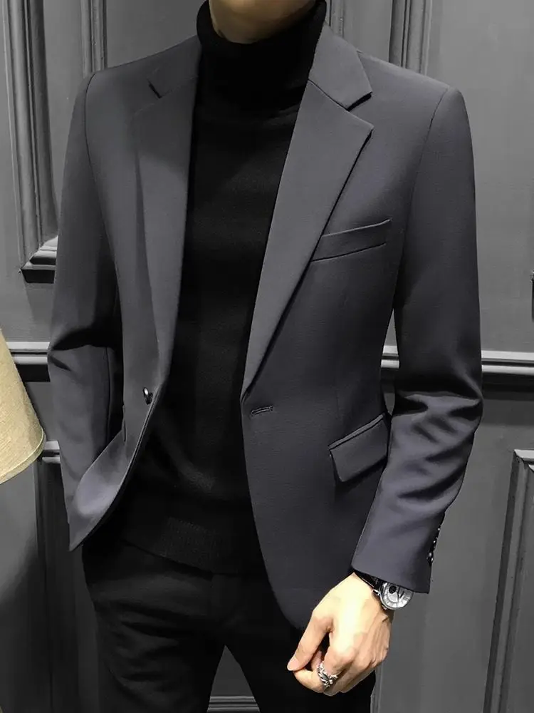 

Slim Fit Casual Men's Suit Jaet Autumn Winter Faionable Haome Korean Sle Busin Leisure Western Wear for Youth