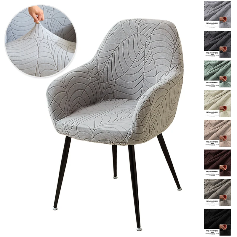 

High Arm Chair Cover Jacquard Leaves Dining Chair Covers Stretch Home Armchair Seat Slipcover Hotel Party Wedding Chairs Decor