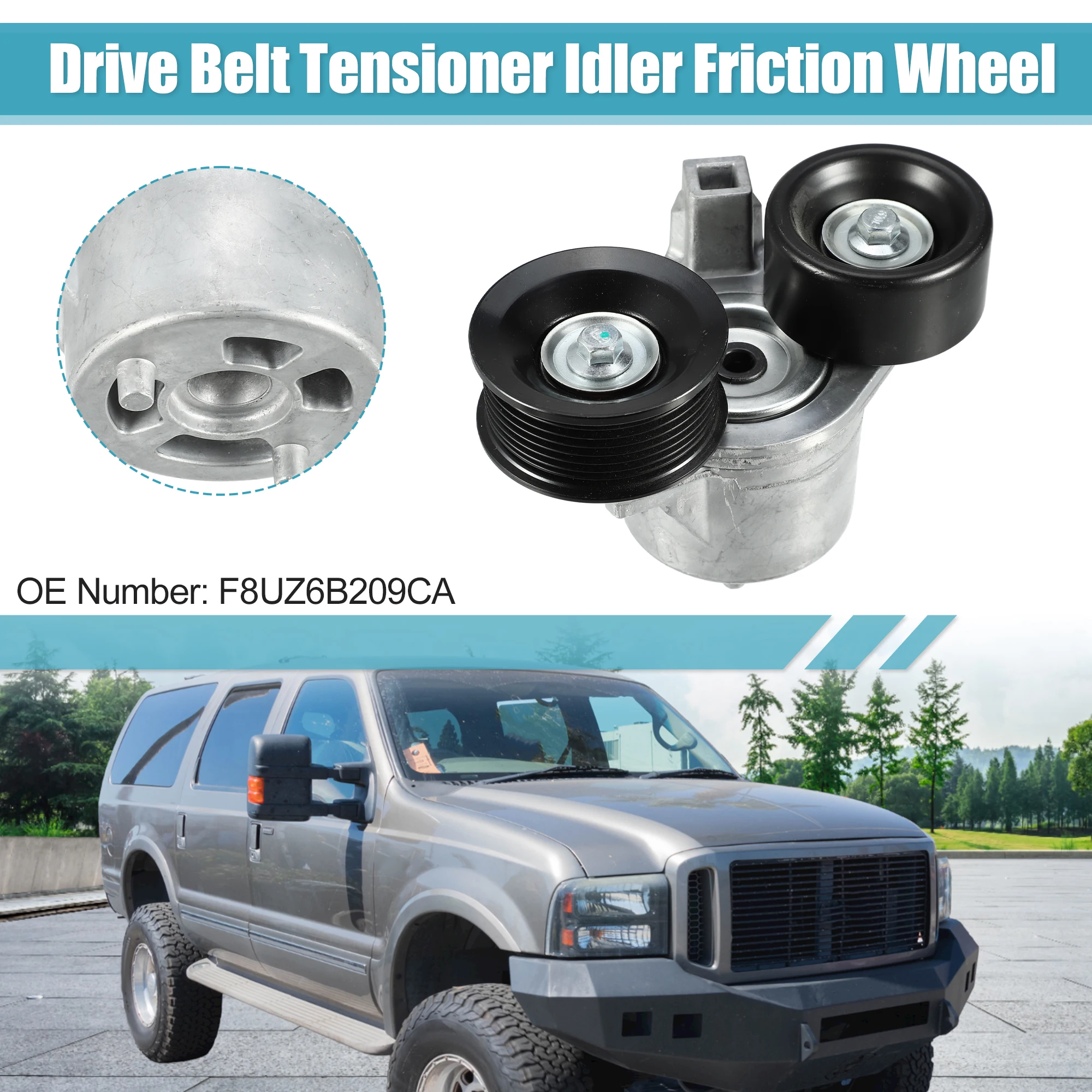 

UXCELL Belt Tensioner Pulley Assembly No.F8UZ6B209CA for Ford F-250 Super Duty 99-02