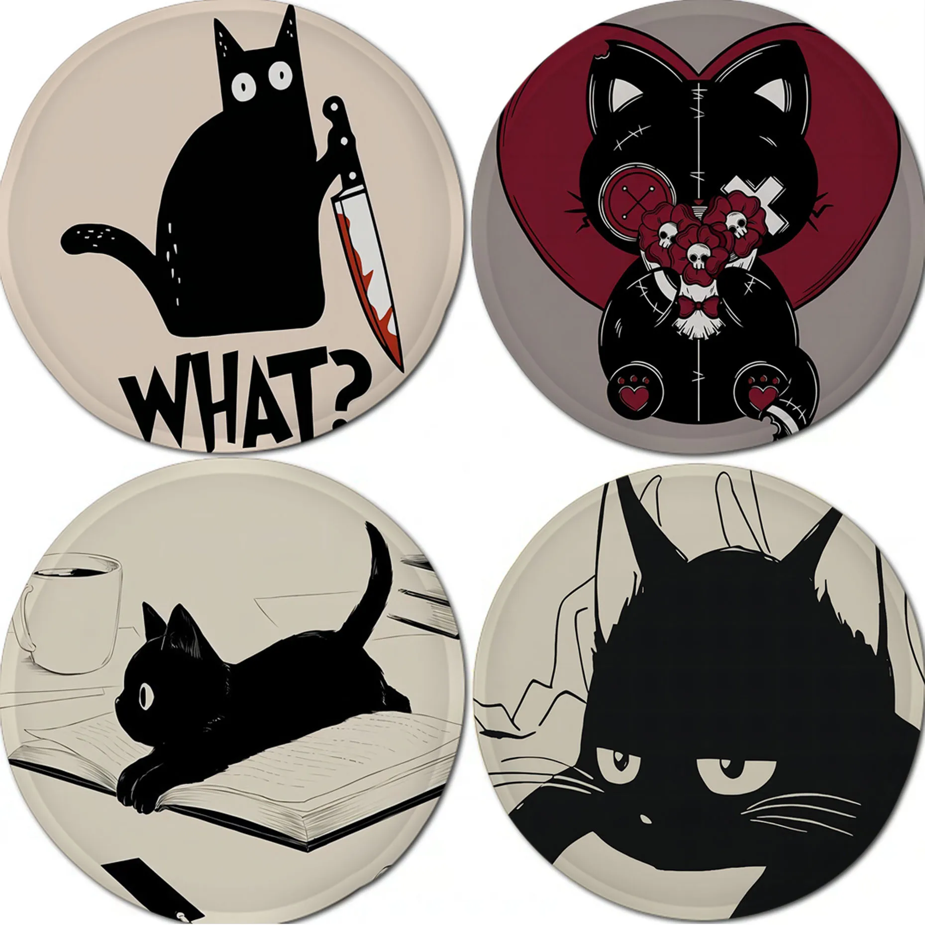Black Cat Tie Rope Dining Chair Cushion Circular Decoration Seat For Office Desk Cushions Home Decor