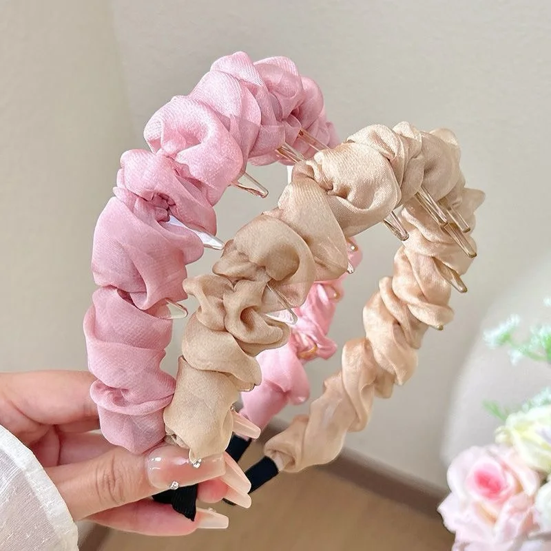 Super Fee Plissee Blase Stirnband Sanftes Temperament Licht Luxus Zahn Stirnband Haar Zubehör Für Frauen – Detail 3
