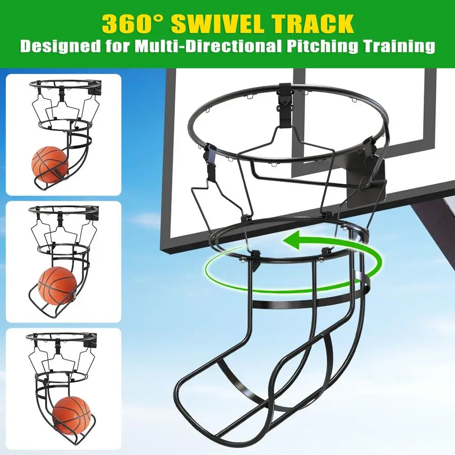 ملحق إرجاع كرة السلة بمسار دوار 360 درجة، مع 3 أبازيم مضادة للانزلاق، إرجاع كرة السلة لطوق كرة السلة