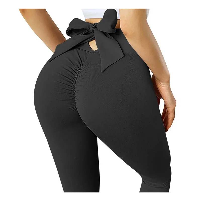 Yoga Pants Bow Tie Women Leggings Tights High Waist Leggings Seamless Yoga Fitness Workout Pants Gym Push Up Clothing Sportswear