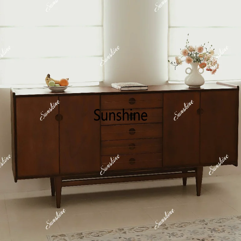 

Medieval style solid wood dining side cabinet, bedroom, living room storage locker, retro side cabinet