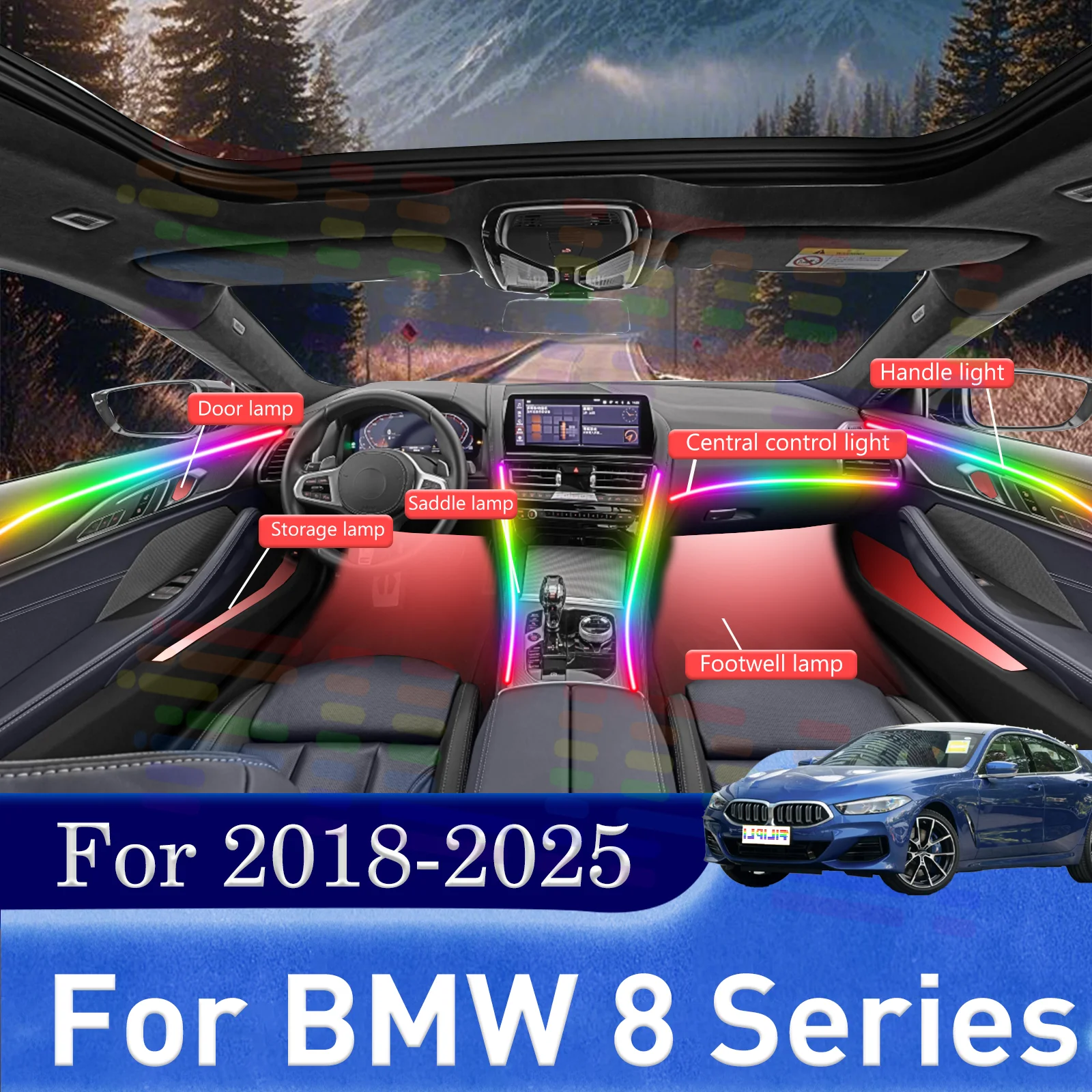 For BMW 8series G14 G15 G16 G77 Make New Year’s Eve Drives More Festive with Hidden LED Light Strips for Car Interiors