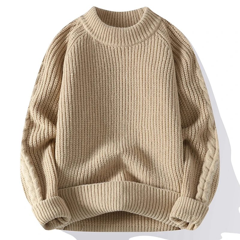 2023 Autumn Winter New Sweater Men Solid Color Knitted Pullovers Mens O Neck Loose Casual Knit Sweater Warm Pullovers Man Tops