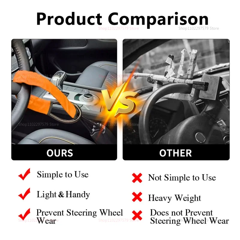 الصلب عجلة القيادة قفل جهاز مضاد للسرقة مع قطع مقاومة قابل للسحب كابل جريئة حزام الأمان السحابة لحبل أمان السيارة #5