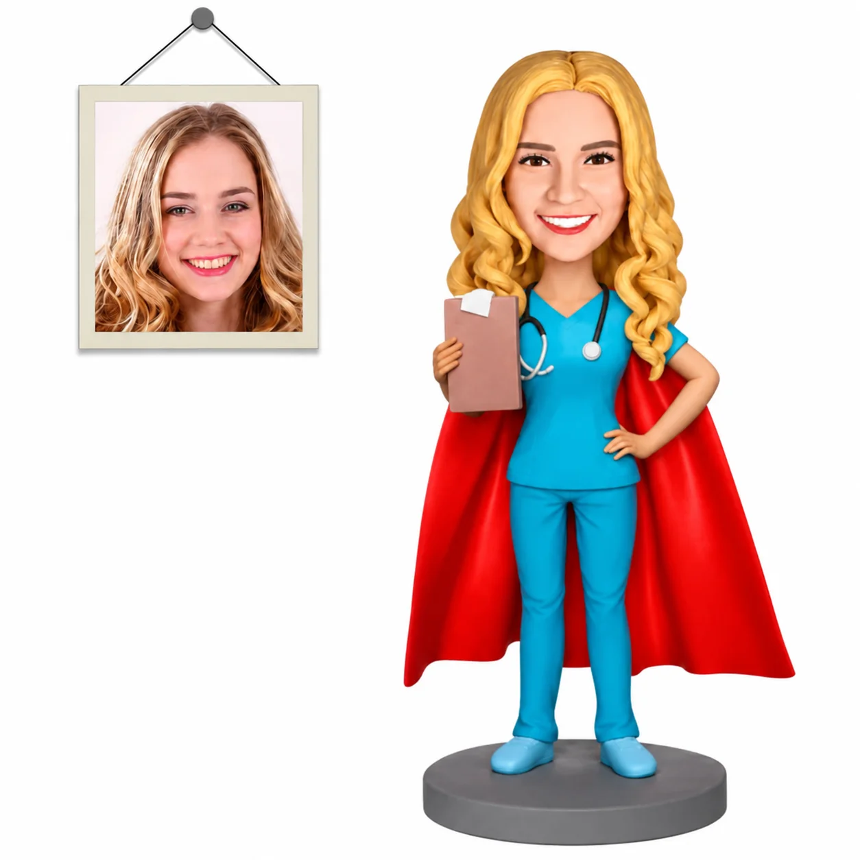 Custom Nurse Bobblehead with Cape Personalized Medical Figurine from Photo Nurse Appreciation Gift