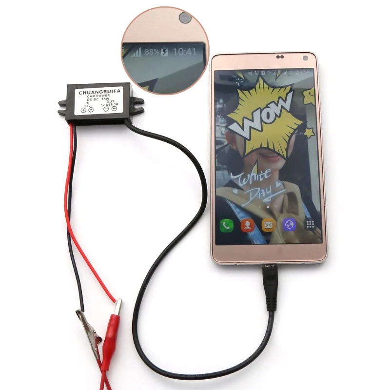Carga automóvil para módulo convertidor 12V a 5V Adaptador corriente salida micro USB 3A 1