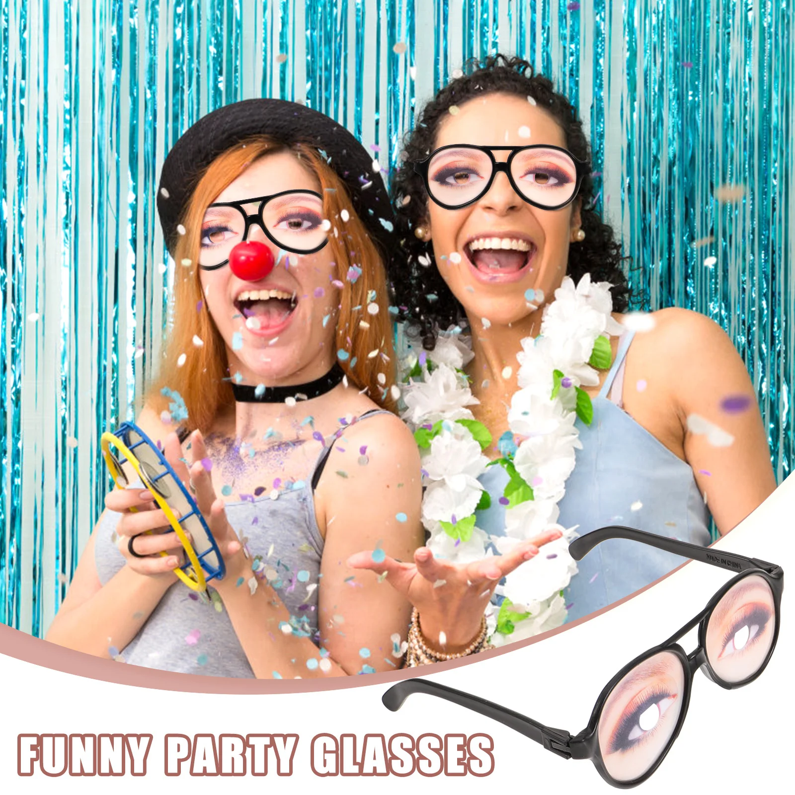 

4pcs Funny Glasses with Realistic Eye Pattern for Party Photo Props Costume Accessories Ladies Men Novelty Eyewear