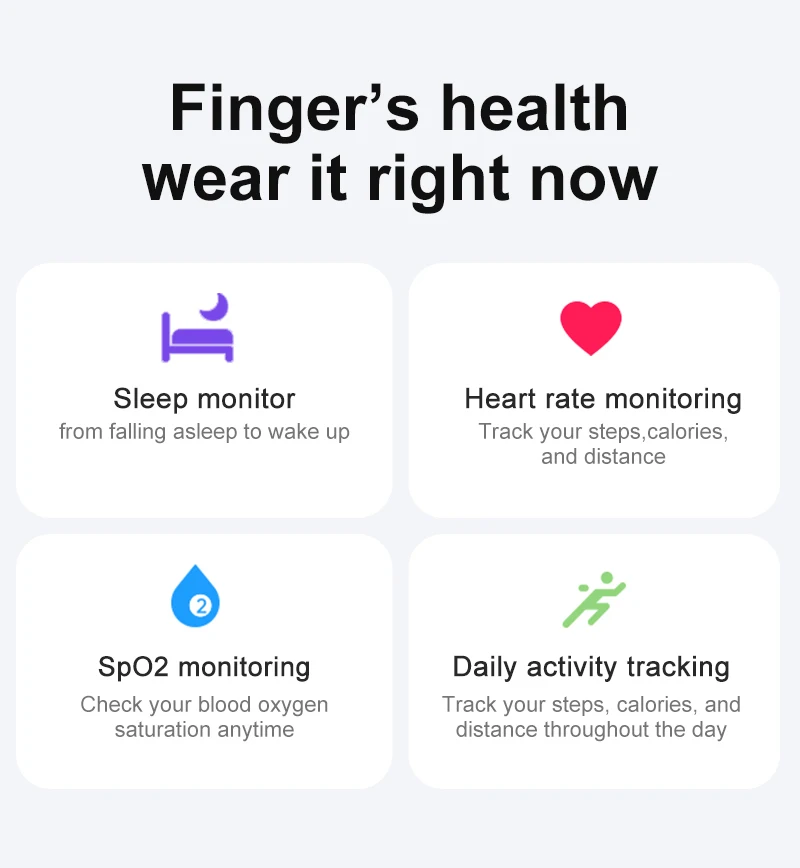 Heart Rate Health Smart Ring Heartbeat Blood Oxygen Monitor Sleeping Monitor Ring Smart