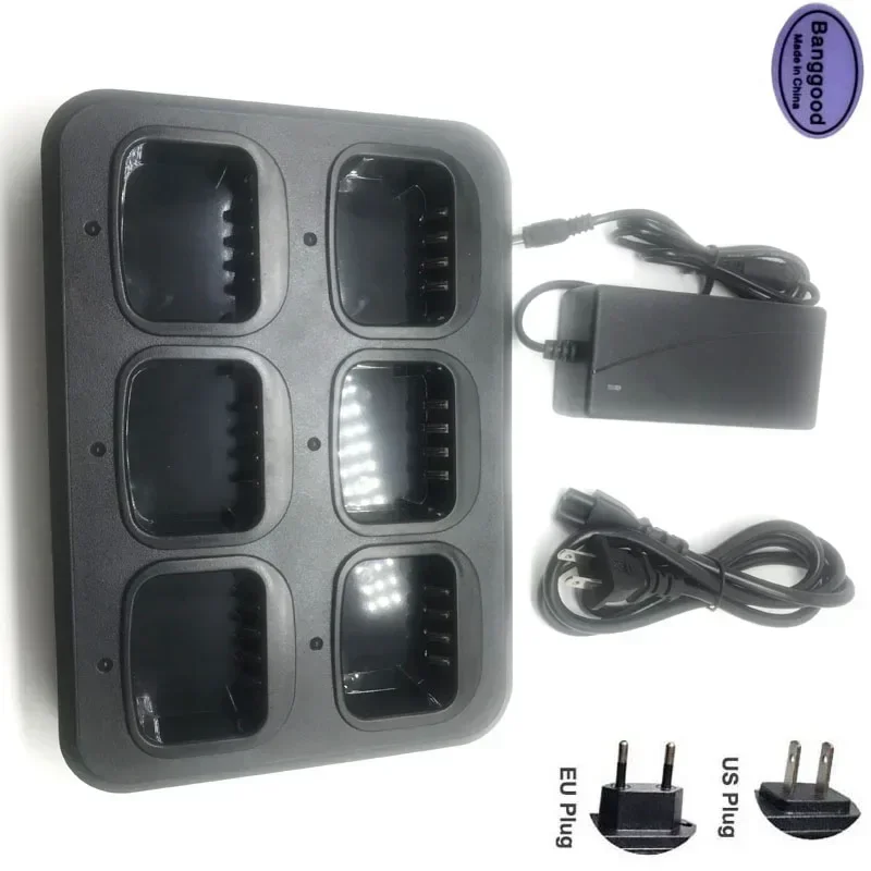 Adaptador ac/dc multifuncional, carregador rápido de 6 vias para rádio hyt hytera pd780 pd782 pd502 pd505 pd562 pd565 pd580 pd602 pd605