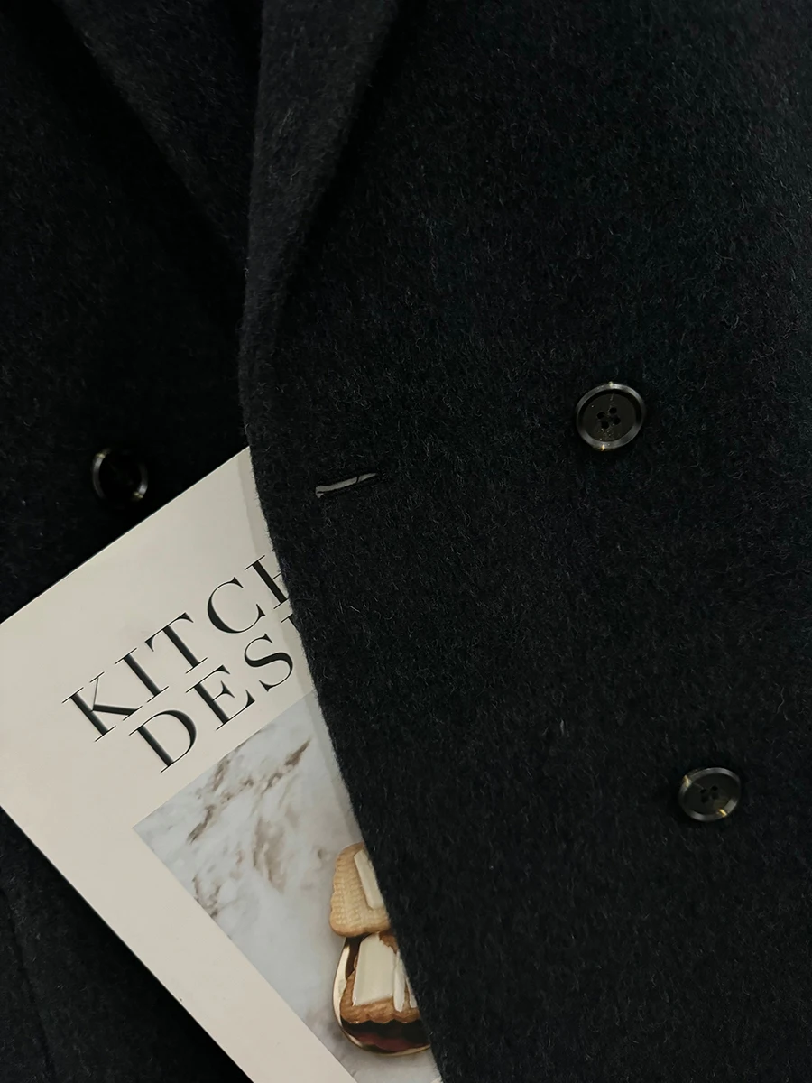 Cappotto di Lana Briti Hepburn per Donna, Tweed Double Face, Nuovo Design Invernale 2025 con Bottoni per il Pendolarismo