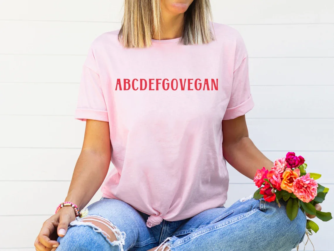 Skuggnas Go Vegan 재미 있은 그래픽 티셔츠 Abcdefgovegan 코튼 티셔츠 식물 기반 비건 의류 Tumblr Vegan Vibes Drop Shipping