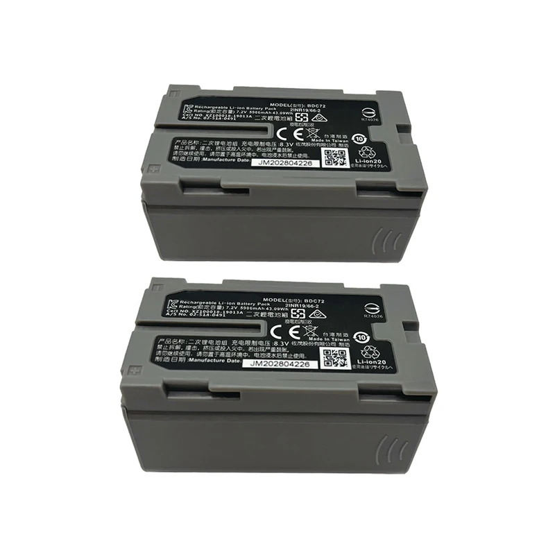 2PCS BDC72 Battery For Top-con GM-52 OS/ES FX101 Total Station Surveying Battery Li-ion 7.2V 5986mAh Instrument Battery