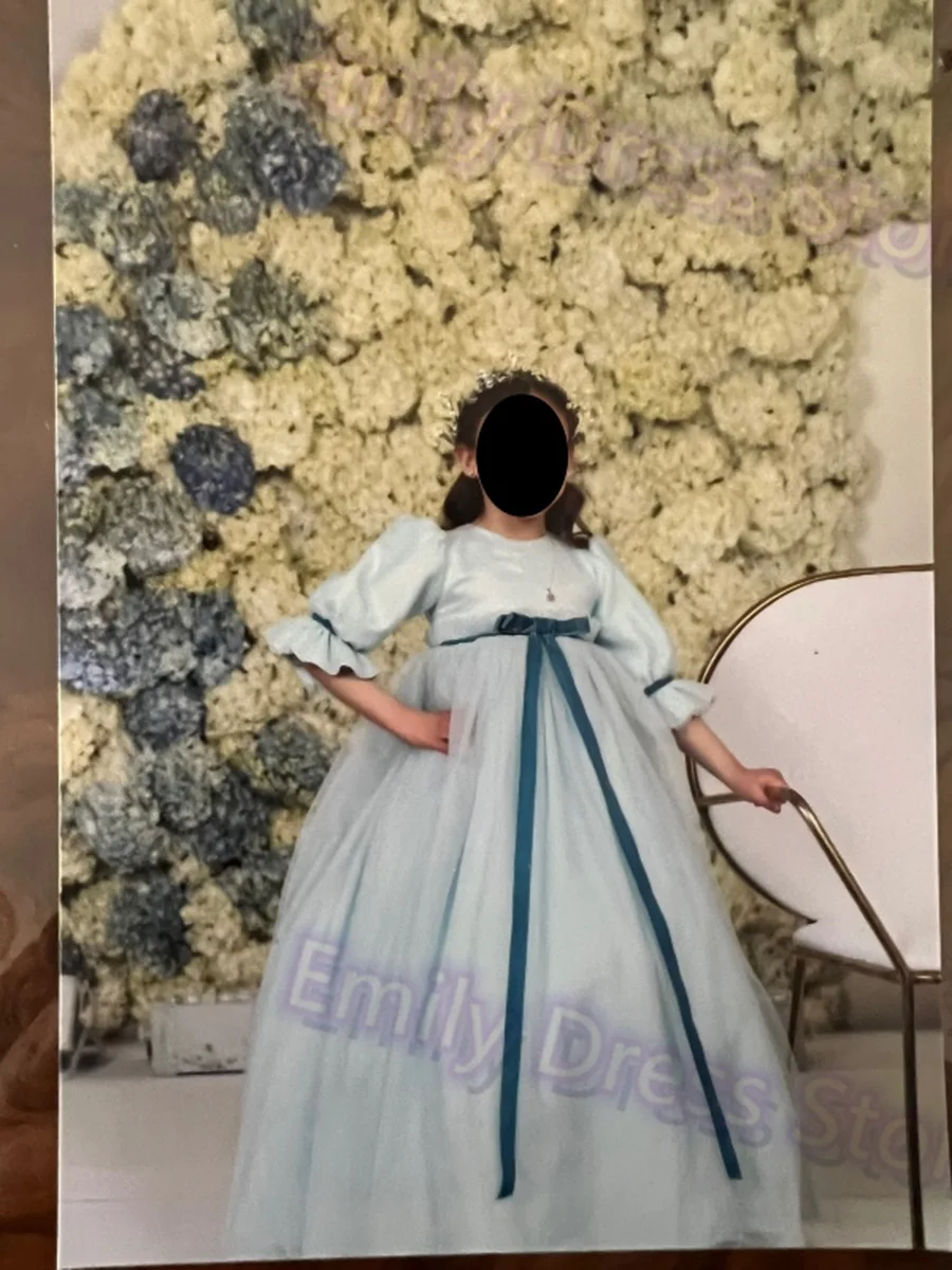 

Light Green Flower Girl Dress for Wedding With Belt Puffy Tulle Kids Baby Simple Birthday Party Stunning Custom Teen Ball Gowns