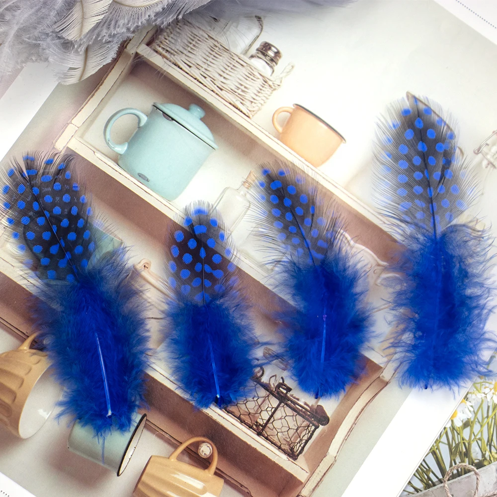 100pcs Natural Guinea Fowl Feathers Colored Pheasant Plumes for Crafts Jewelry Dream Catcher Decoration Party Plume Accessories