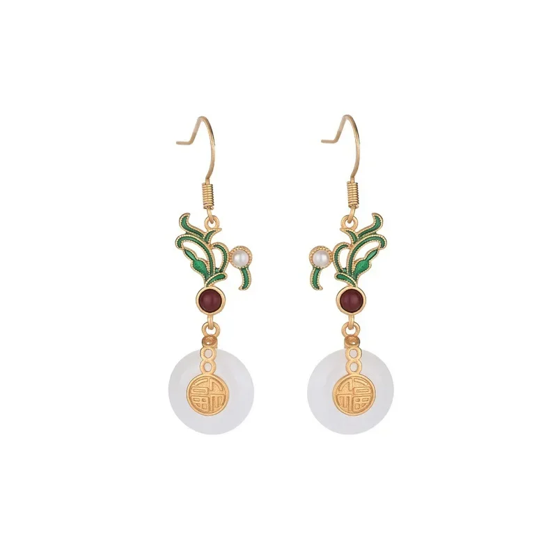 

*Chinese Fashion Simple Enamel Flower Earrings For Woman 2023 Girls' Luxury Gold Color Jewelry Wedding Party Set Accessories