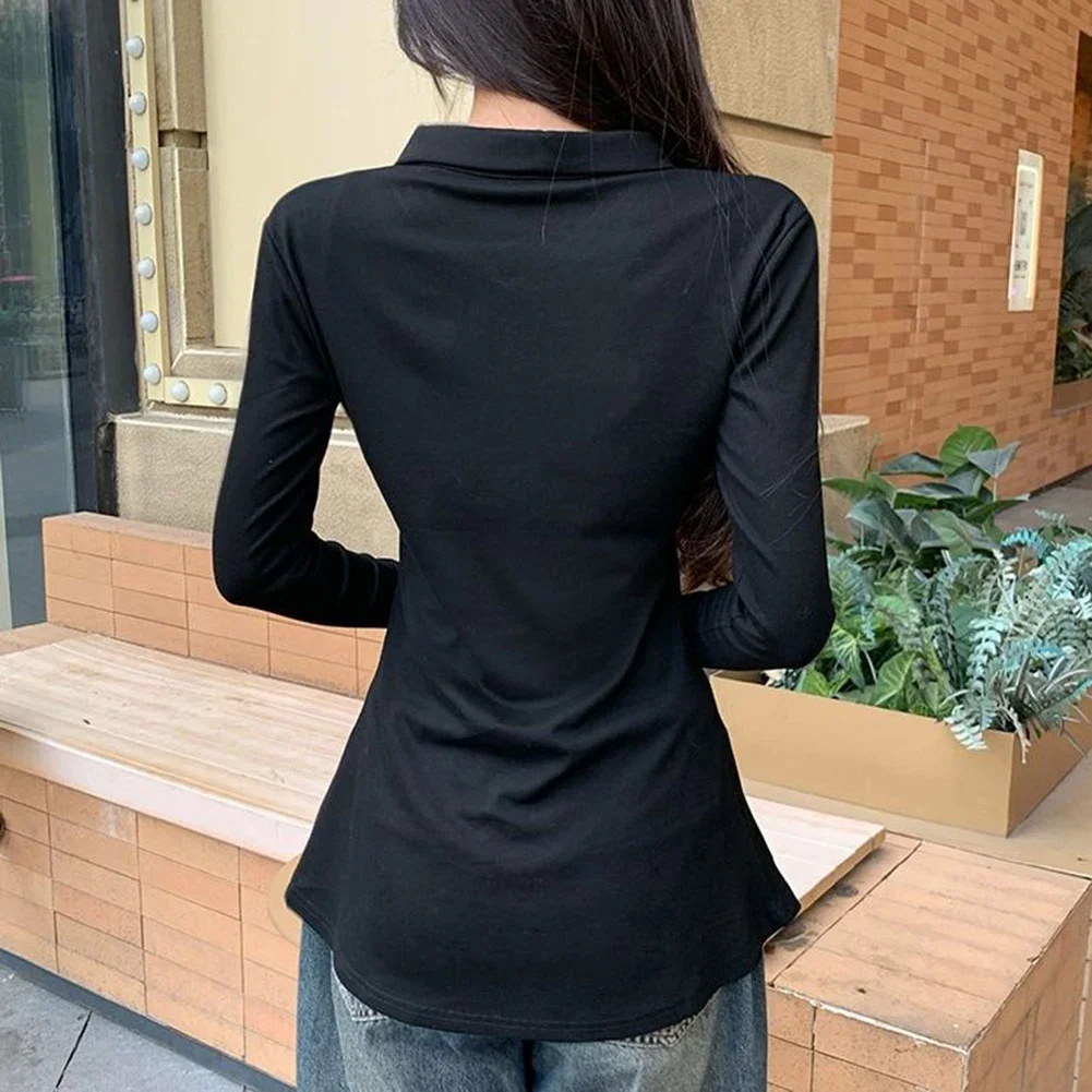 Casual Neck Top 2000S Aesthetic Perfect For Spring Travel Ready Top Polyester Fabric Slight Stretch Solid Pattern