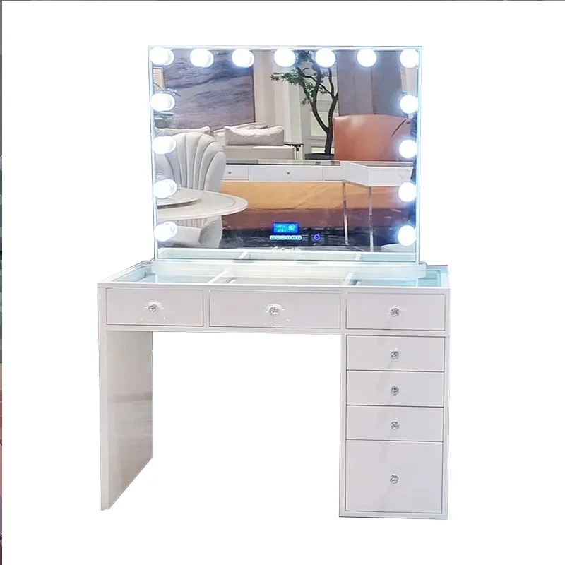 In Stock Chinese Style Photo Studio Bulb Dressing Table Bedroom Dresser Cabinet Integrated Design Tables