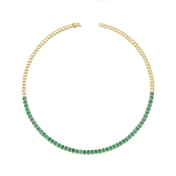 Geometric Bezel Tennis Chain Bracelet Choker Necklace Green Rectangle Cubic Zirconia CZ Top Quality Women Fashion Jewelry Set