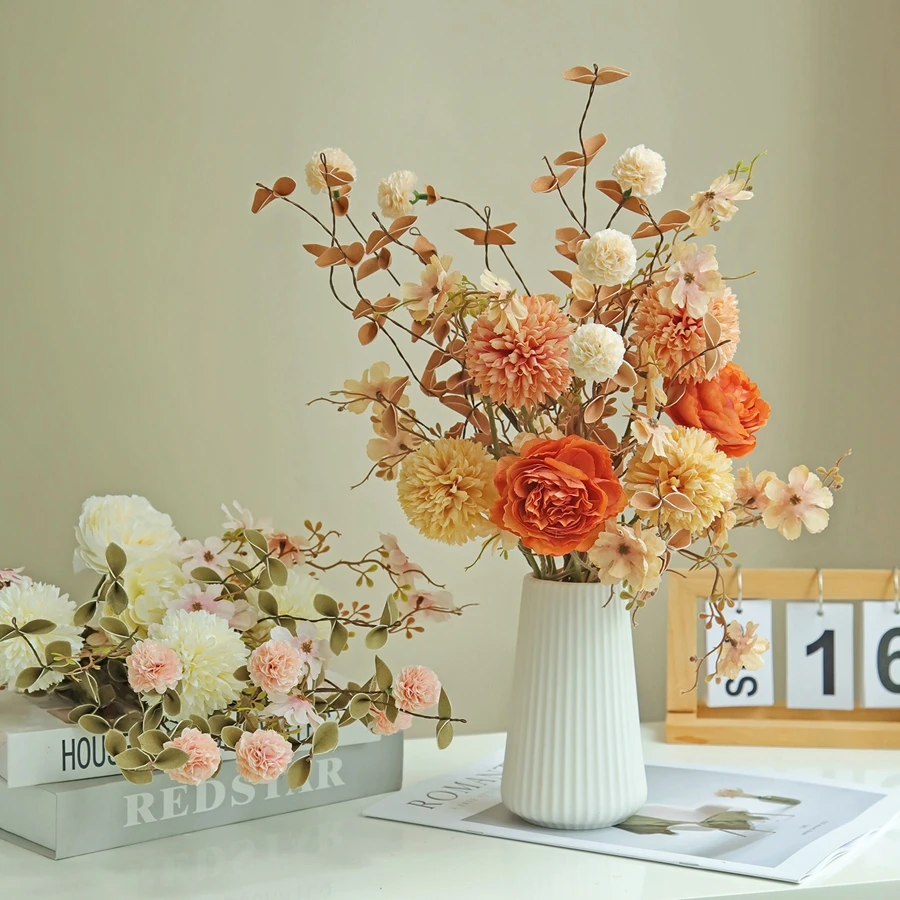 

Silk Roses Artificial Flowers Wedding Home Room Party Table FestivalDecor Wreath Bridal Bouquet Vase Artistic Flower Combination