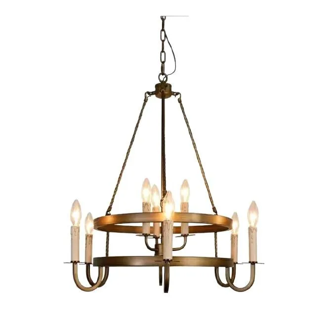

American country chandelier living room light double-layer dining room commercial bedroom creative industrial style retro candle