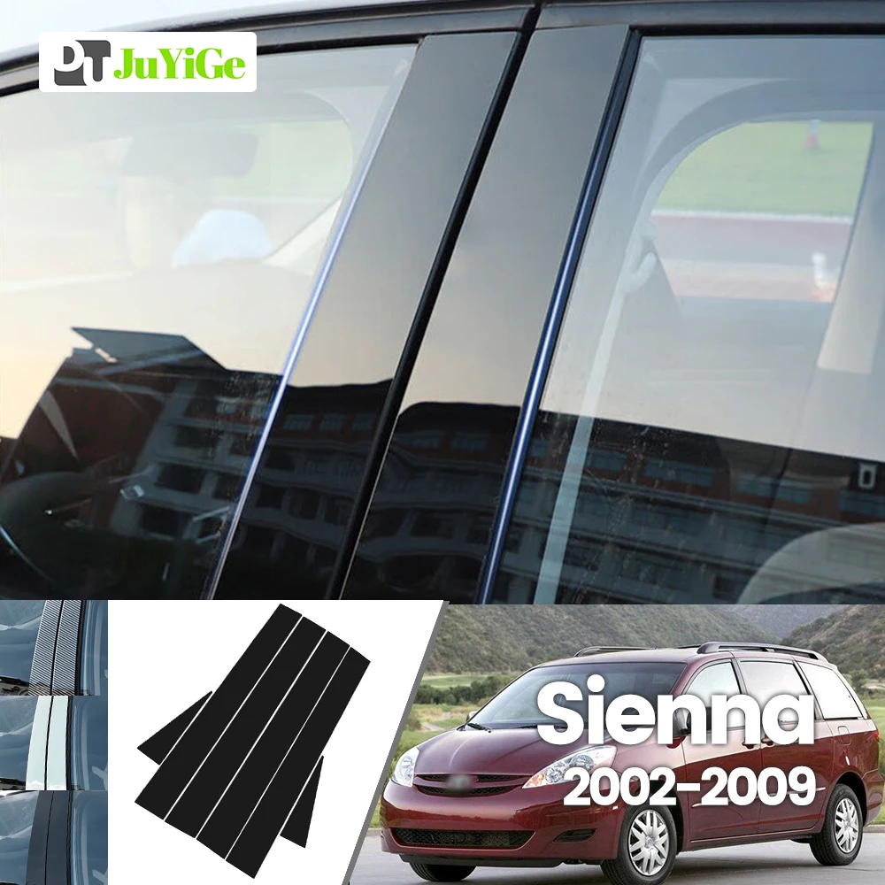 For Toyota Sienna 2002-2009 2003 2004 2005 2006 Bright Black Carbon Fibre Window Door B C Sticker