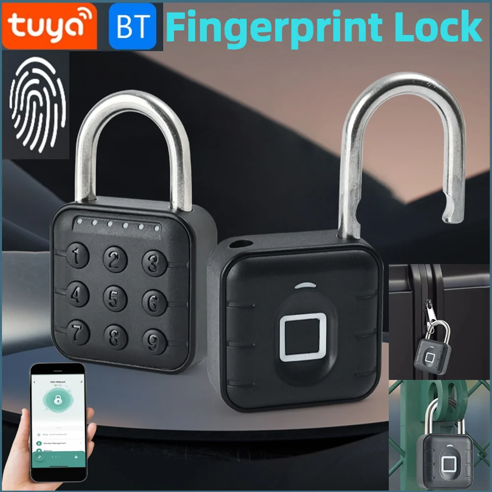 Fingerprint Lock Keyless with Tuya APP Fingerprint Padlock Waterproof Battery-powered for Home Dormitory Factory Workshops