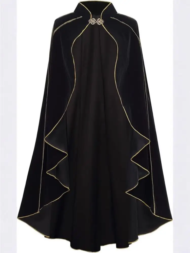 Cape en velours médiévale pour femmes, Costume de spectacle sur scène d'halloween, Design rétro doré, nouvelle collection printemps 2025