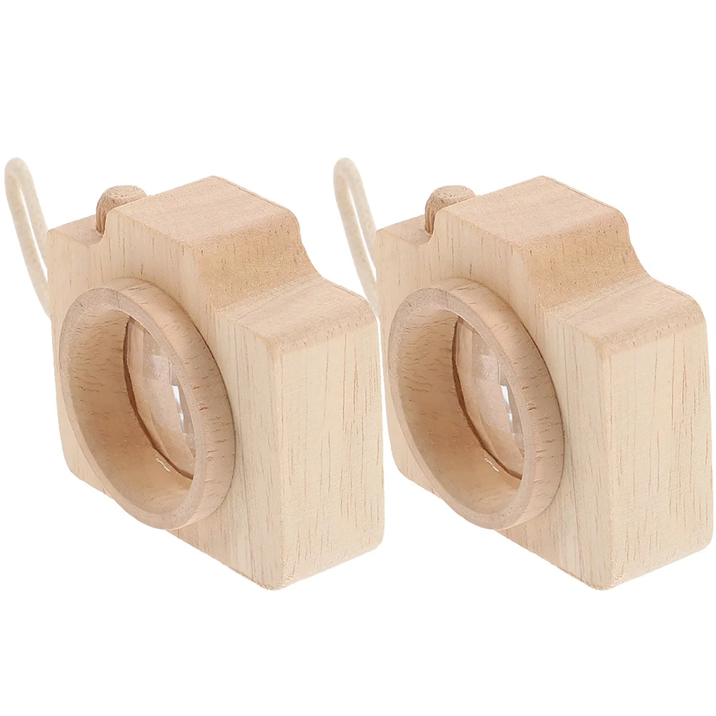 2 Pcs Children's Kaleidoscope Cameras for Kids Playthings Decor Party Toys Mini Wooden Adults Baby Decorative