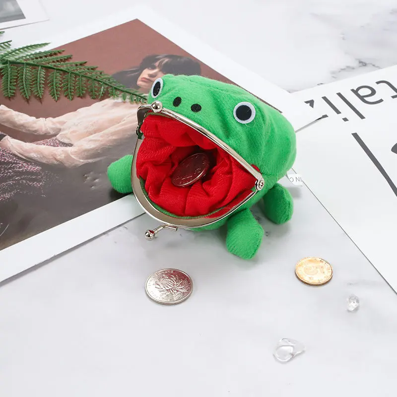 Wholesale Anime Frog Coin Purse Keychain Cute Cartoon Flannel Wallet Key Coin holder Cosplay Plush Toy School Prize Gift