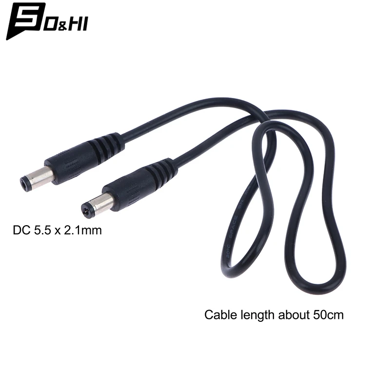 DC Power Plug 5.5 x 2.1mm Male To 5.5 x 2.1mm Male CCTV Adapter Connector Cable 12V 10A Power Extension Cords 0.5m