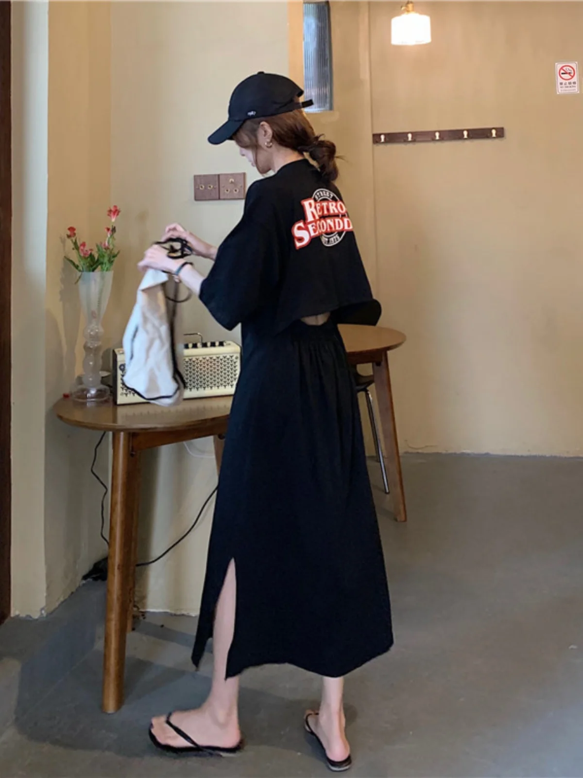 Été 2024 coréen Sle T-shirt Dr surdimensionné femmes Faion Fre genou longueur jupe une pièce ronde Ne ort Sve