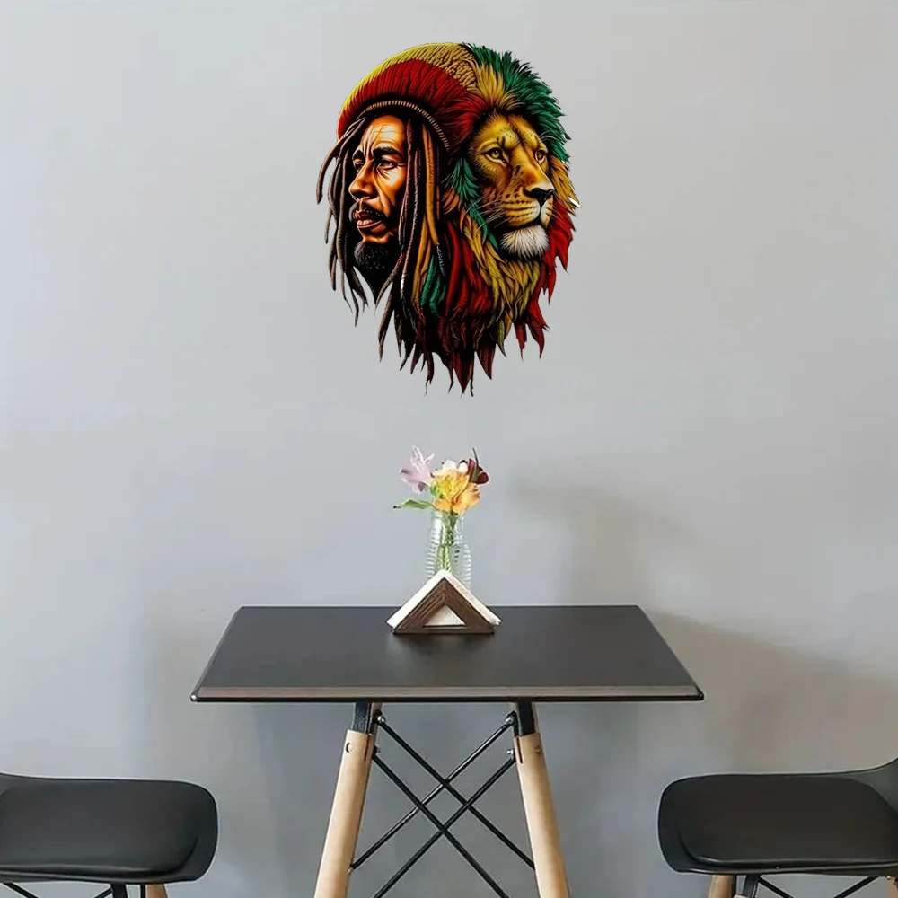 Jamaica Lion and Reggae Artist Self-Adhesive Stickers, Bedroom Entryway Living Room Porch Home Decoration Wall Stickers