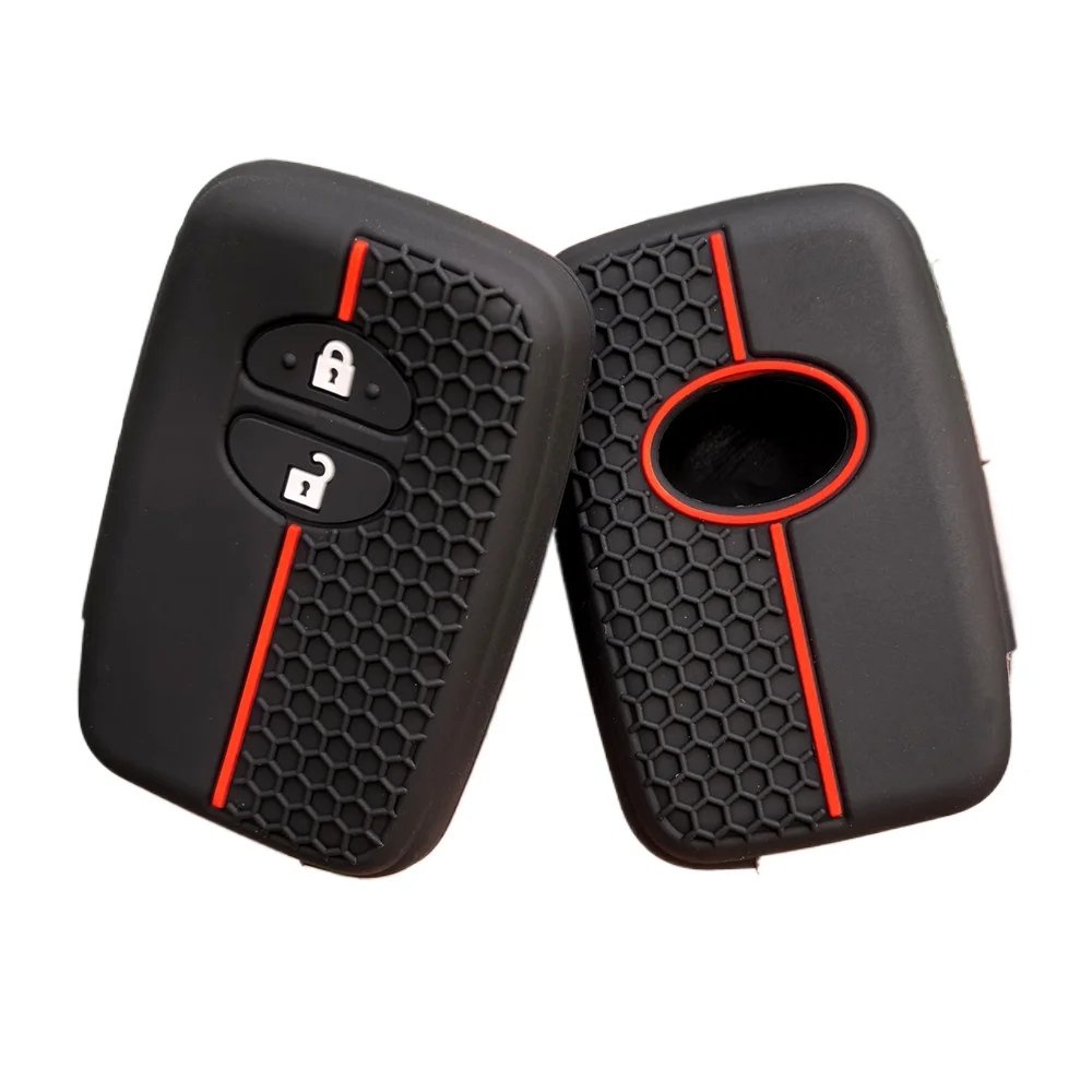 2-Tasten-Fernbedienungs-Silikon-Schlüsselhülle für Toyota RAV4 Land Cruiser Camry Highlander Prado Prius Zubehör Fob