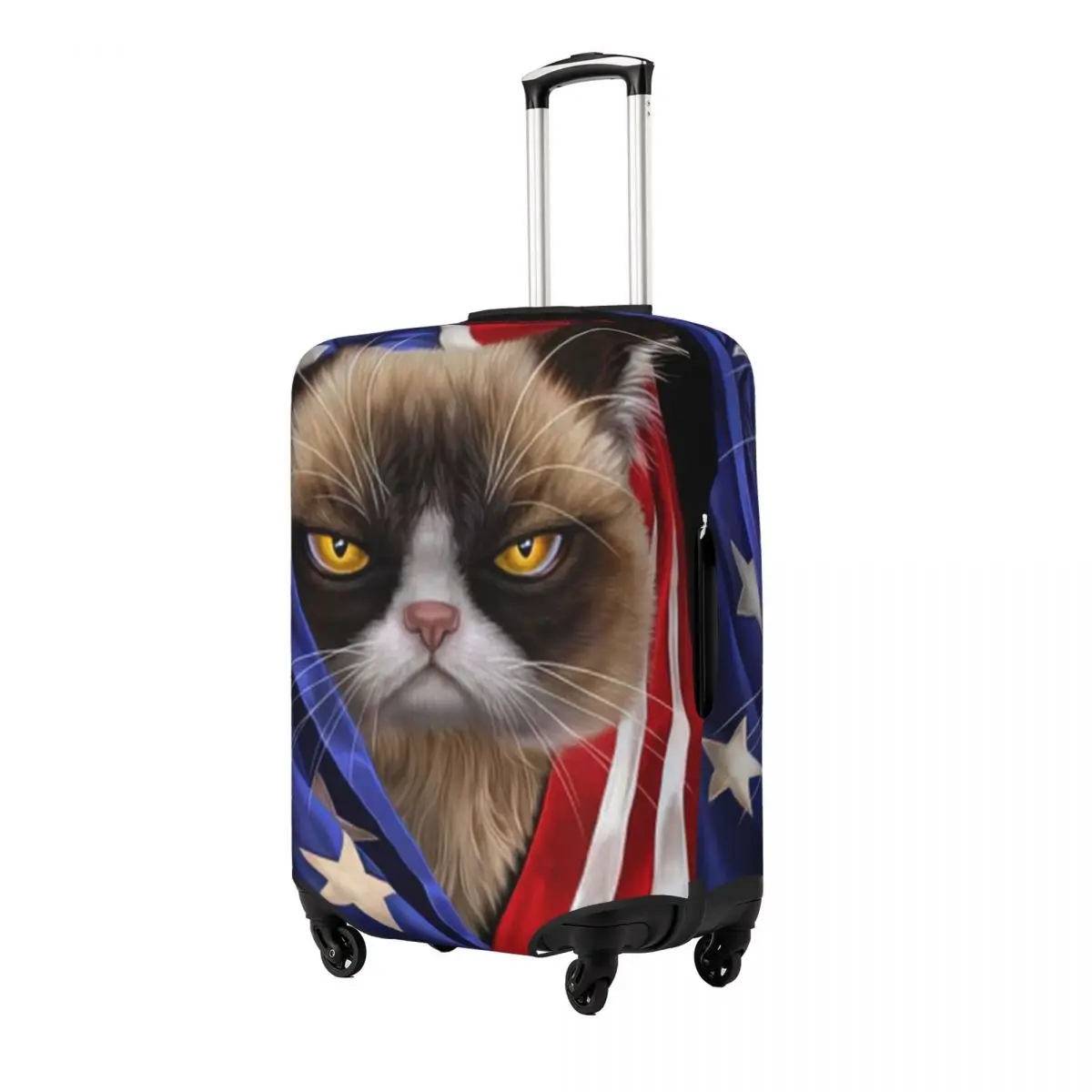 Siamese Cat Usa Patriot Print Luggage Protective Dust Covers Elastic Waterproof 18-32inch Suitcase Cover Travel Accessories