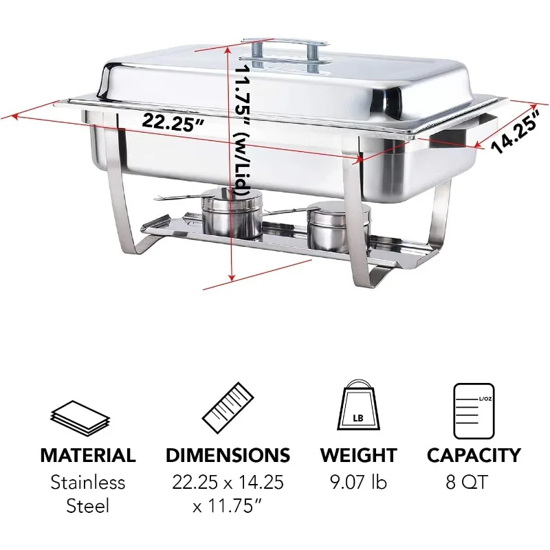 70014-GRAY 4 Pack 8QT Chafing Dish High Grade Stainless Steel Chafer Complete Set, 8 QT, Alpine Gray Handle ремень для триммера