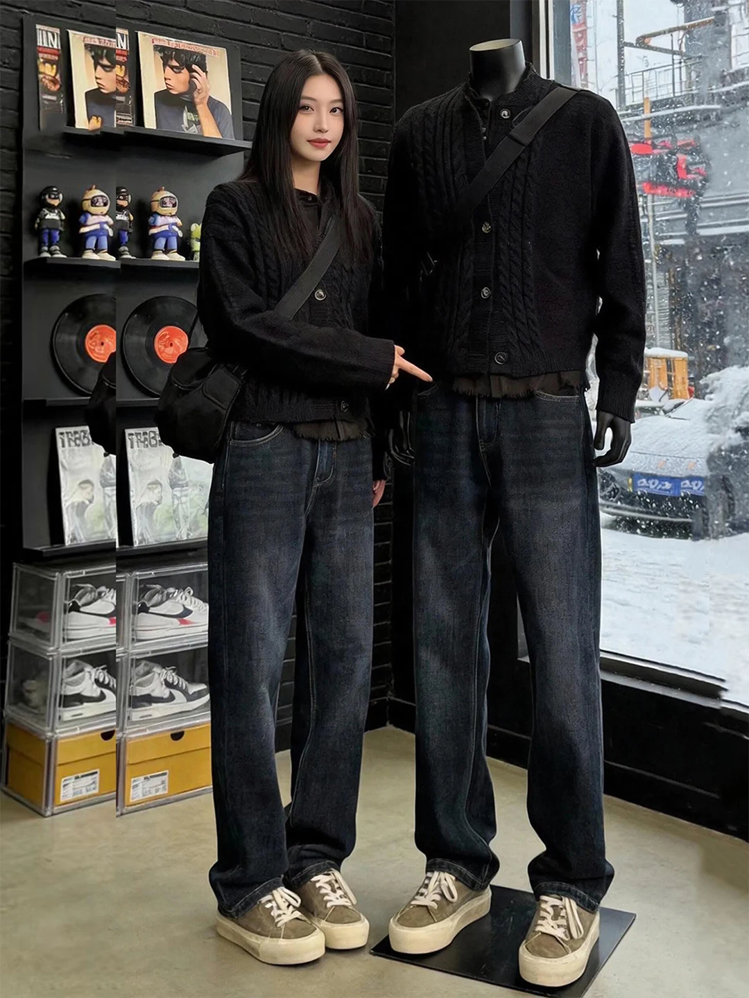 

Мужские джинсы Cleanfit Deep Blue, облегающие брюки прямого кроя с отворотами, повседневная одежда в американском стиле, молодежный тренд, зимняя одежда