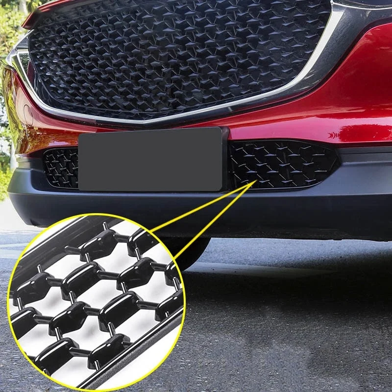 Front Lower Bumper Grill Grille Moulding Cover For Mazda CX30 CX-30 2020-2021 Car Front Bottom Middle Net Decoration Black