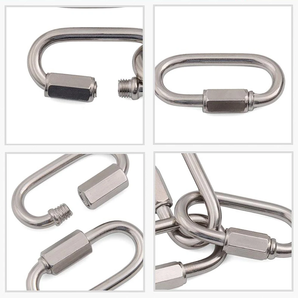 Picture 6: M3-M14 304/316 Stainless Steel Quick Link Ring D Lock Climbing Gear Carabiner Ring Hook Chians Buckles Chain Connecting Ring