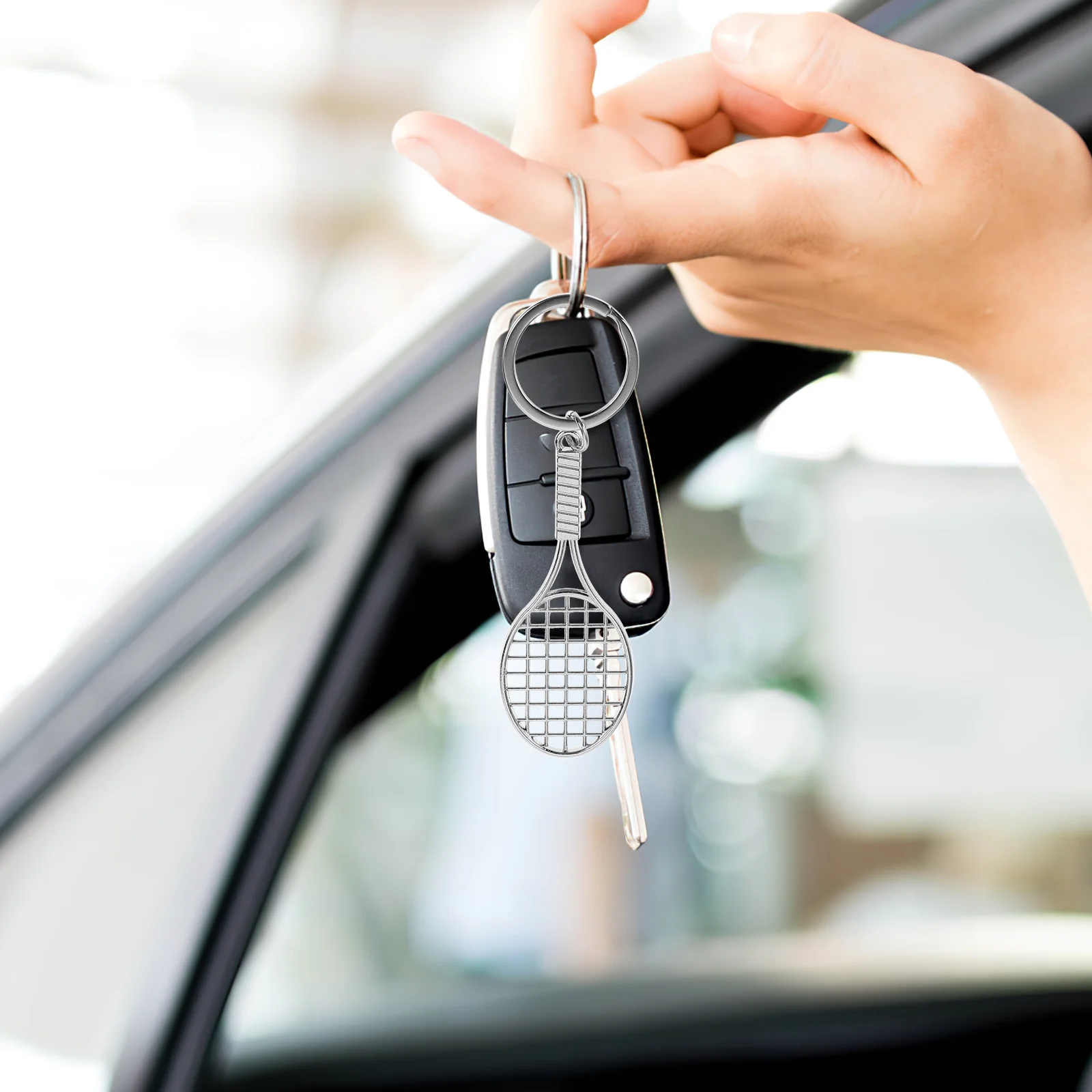 

6Pcs Tennis Keychain Mini Tennis Racket Pendant Sports Fan Souvenir Durable Zinc Alloy Key Ring Key Chain Rings