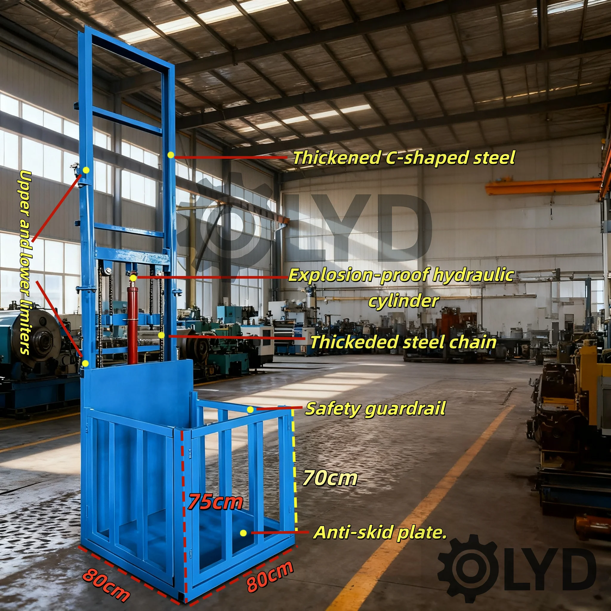 مستودع رفع منزلي آمن مصمم خصيصًا | مصعد شحن هيدروليكي مضاد للسقوط للفيلا والمتجر والمستودعات #3