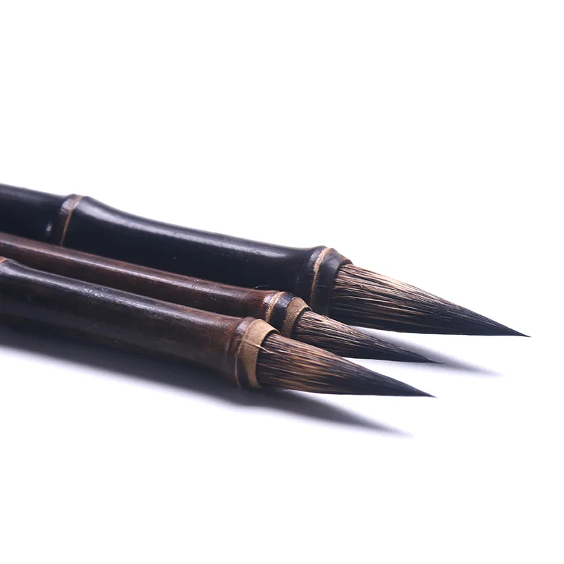 Purple Rabbit Hair Brush Chinese Calligraphy Brush Pen Bamboo Regular Script Running Cursive Fine Line Drawing Brush Stationery