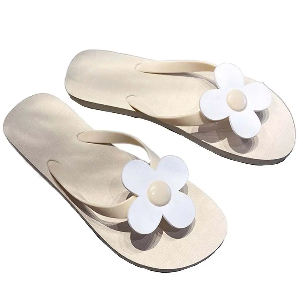 Infradito con fiori morbidi Infradito con punta a clip Pantofole con suola piatta in PVC Infradito con piattaforma estiva da spiaggia