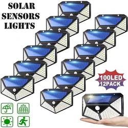 2/4/6/8/12Pcs 100 LED Solar Wall Light Outdoor Solar Lamp PIR Motion Sensor Solar Powered Sunlight Street Light for Garden Light