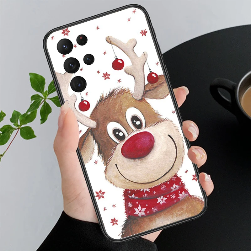 Cute Christmas Deer Phone Case For Samsung Galaxy A35 A55 A54 A15 A25 A05s A05 A22 A24 A52 A33 A34 M34 M14 M54 M23 Shell