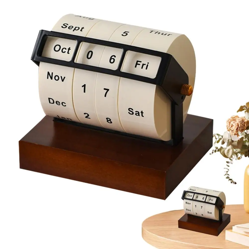 Rotating Wheel Calendar Perpetual Date Calendar 12 Months Weeks Display Perpetual Calendar Tabletop Ornaments Countdown Calendar