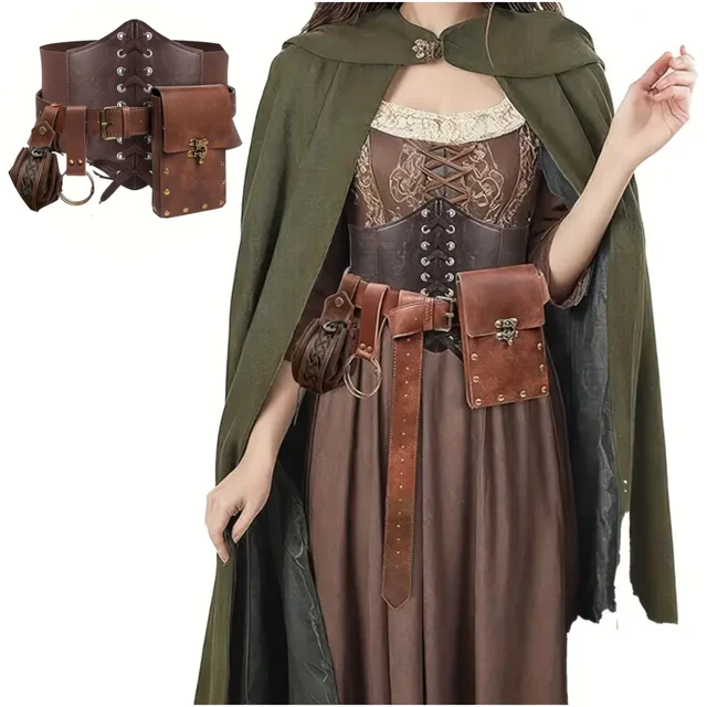 Średniowieczny Cosplay Steampunk skórzany plecak pas biodrowy etui Viking Knight przebranie na karnawał motocykl carteiras anime